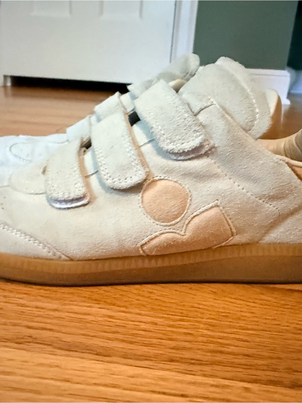 Isabel Marant Oyster/Blush Suede Velcro Sneakers 41